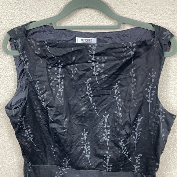 Moschino Cheap and Chic Floral Garden Sleeveless Mini Dress Black Boatneck Sz 12 - Picture 3 of 12